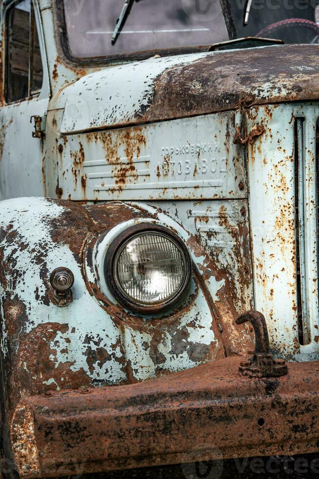 Rat rod restored old vintage truck at the garage photo