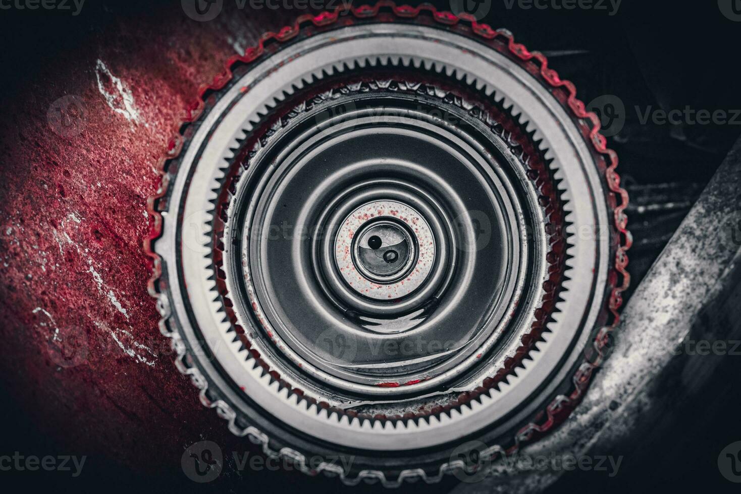 Automatic transmission clutch pack and gear removed from the