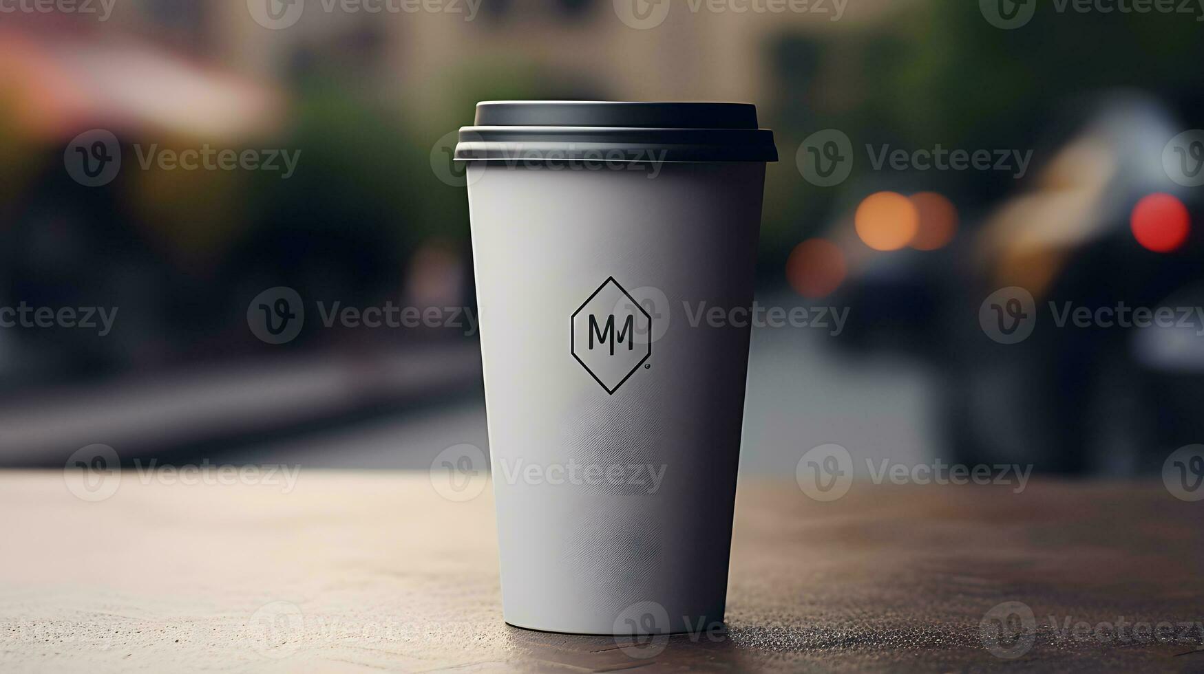 Coffee to go on table Roadside mockup photo