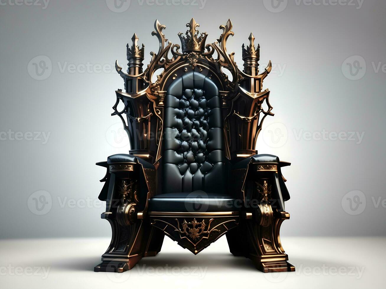 Royal throne isolated on transparent background. Dark gothic throne. Majestic throne, Generate Ai photo