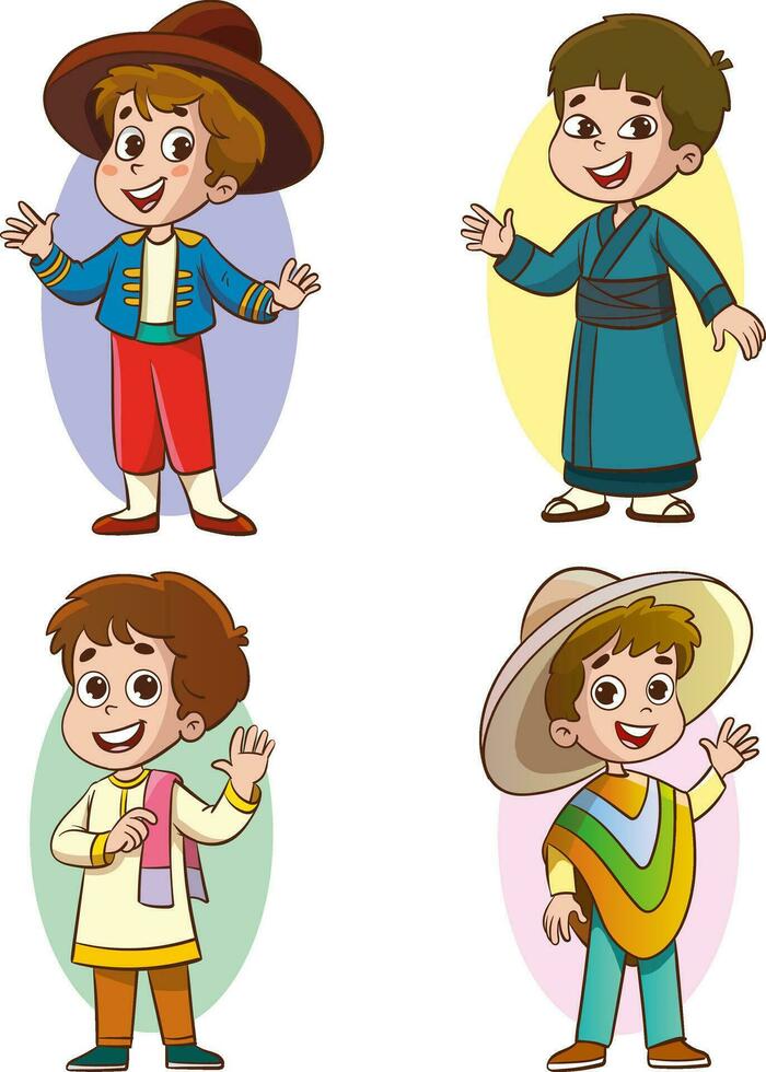 vector ilustración de multicultural niños