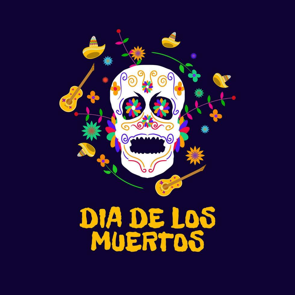 dia Delaware los muertos póster. día de el muerto es celebrado cada año en noviembre 2 en México. vector ilustración