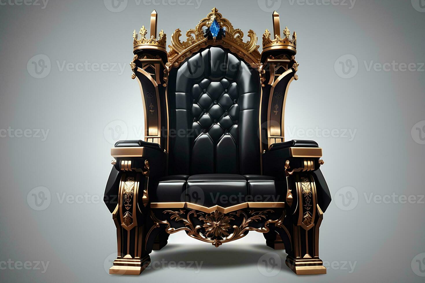 Royal throne isolated on transparent background. Dark gothic throne. Majestic throne, Generate Ai photo