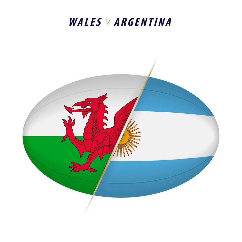 Rugby competition Wales vs Argentina. Rugby versus icon for quarter finals. vector