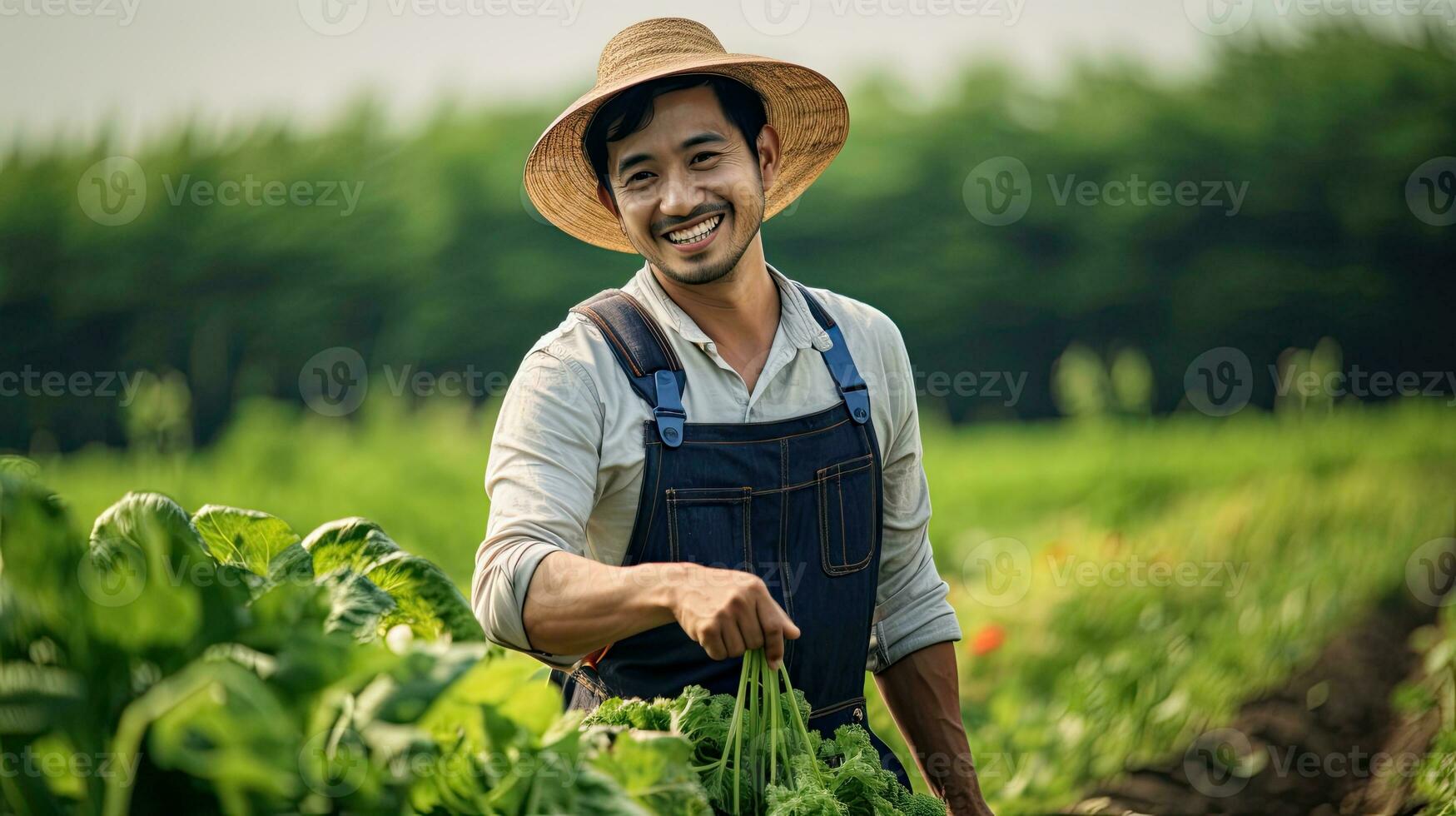 retrato granjero cosecha vegetales ai generativo foto