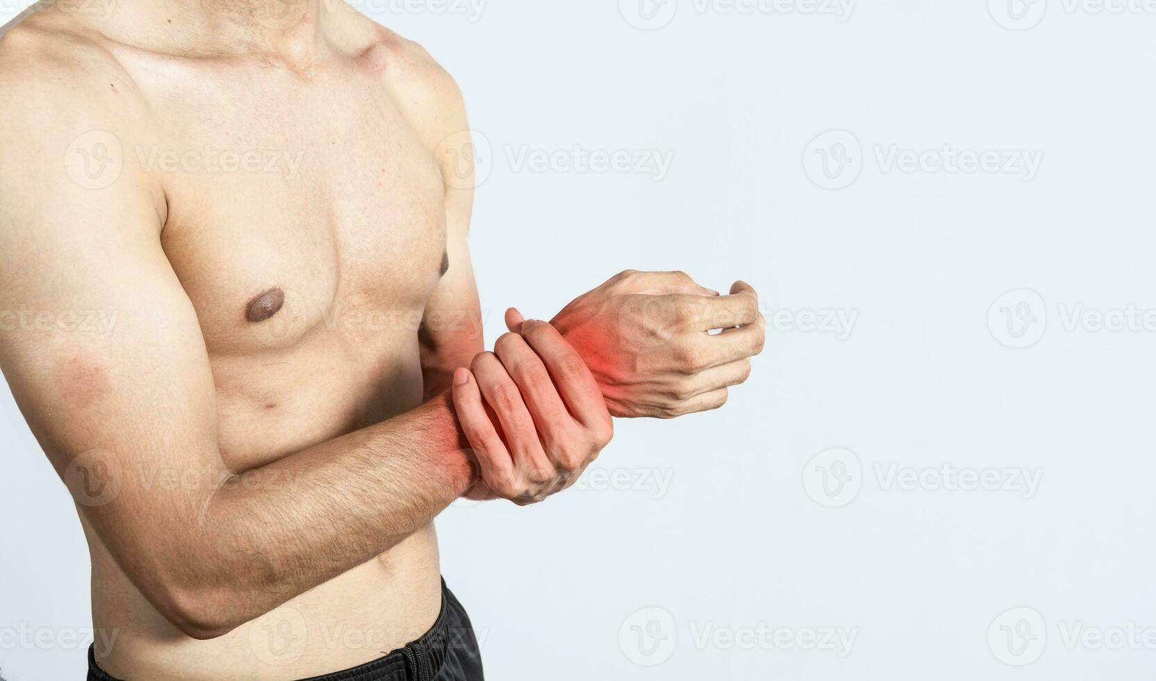 Close up of person with wrist pain, concept of man with pain in the hands, man with arthritis rubbing, person with pain in the wrist, Concept of arthritis in the wrist photo