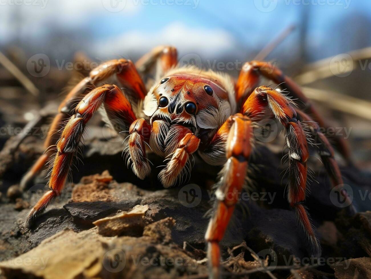 Close-up highly detailed MACRO shot of the spider generative ai photo