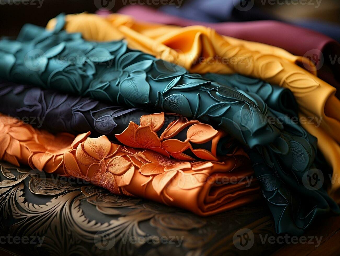 Handcrafted luxurious fabric weaves, velvet, fashionable  luxury designs generative ai photo