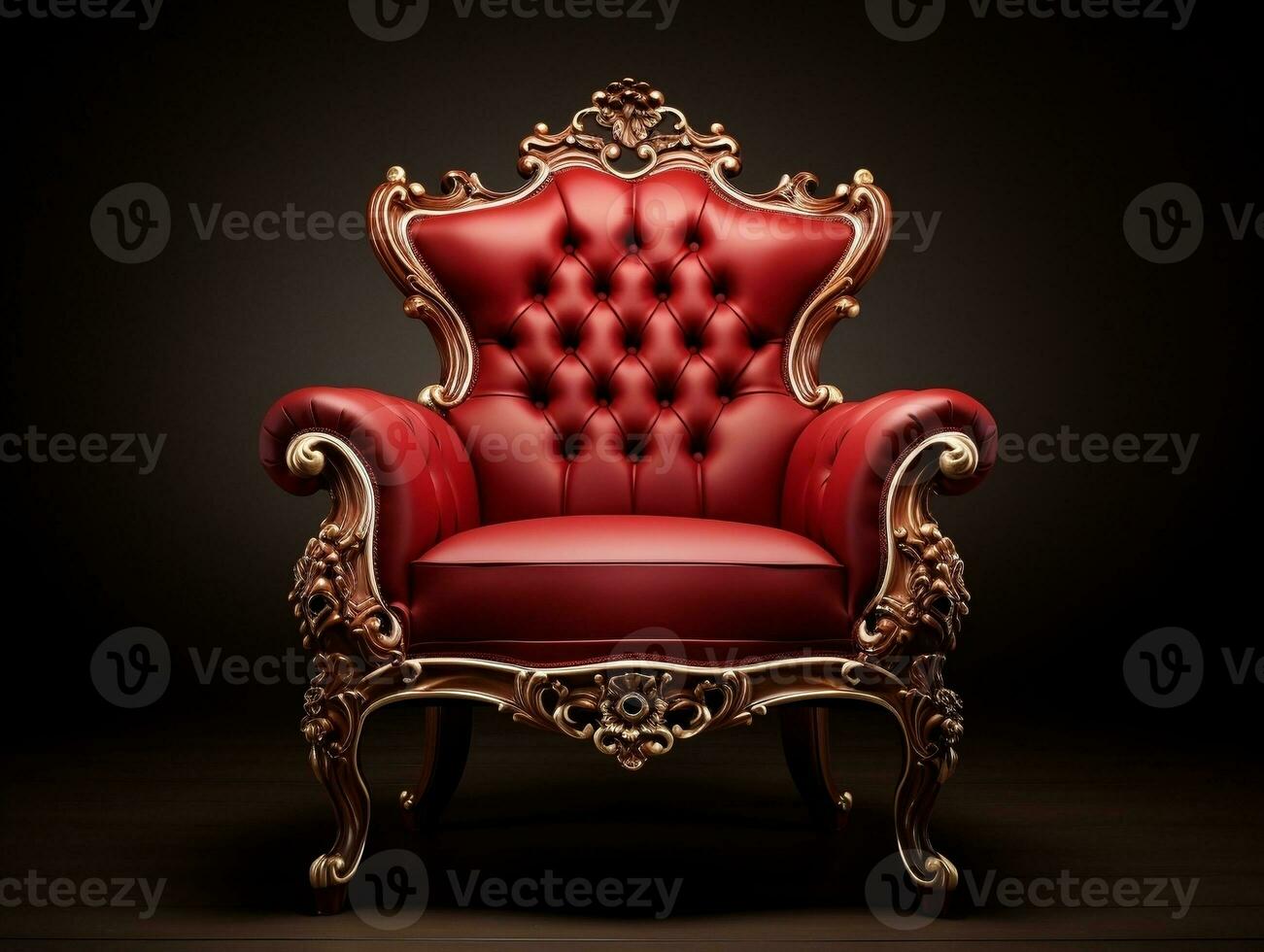 Luxurious red classic-style baroque seat armchair generative ai photo