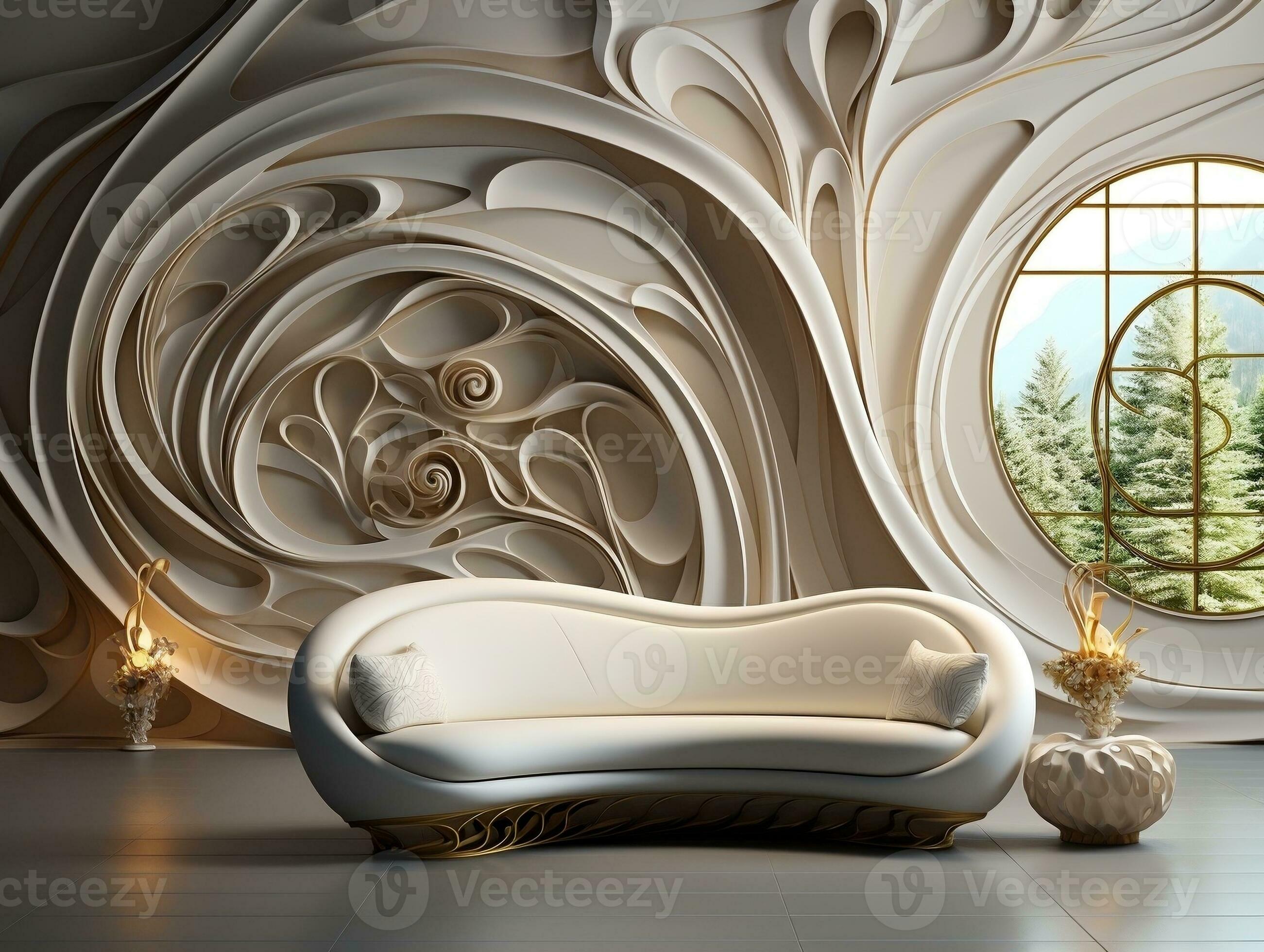 Modern 3D Abstraction Wallpaper for Walls Luxury Golden and White