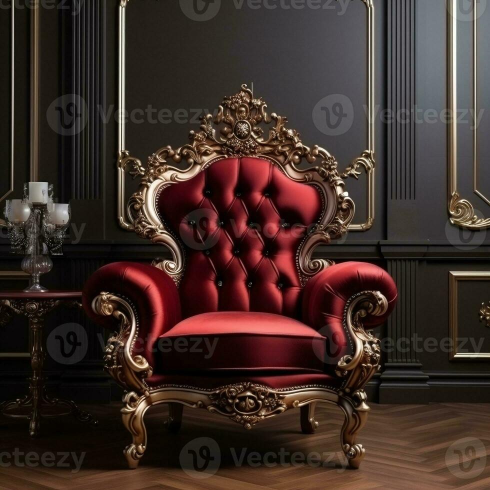 Luxurious red classic-style baroque seat armchair generative ai photo