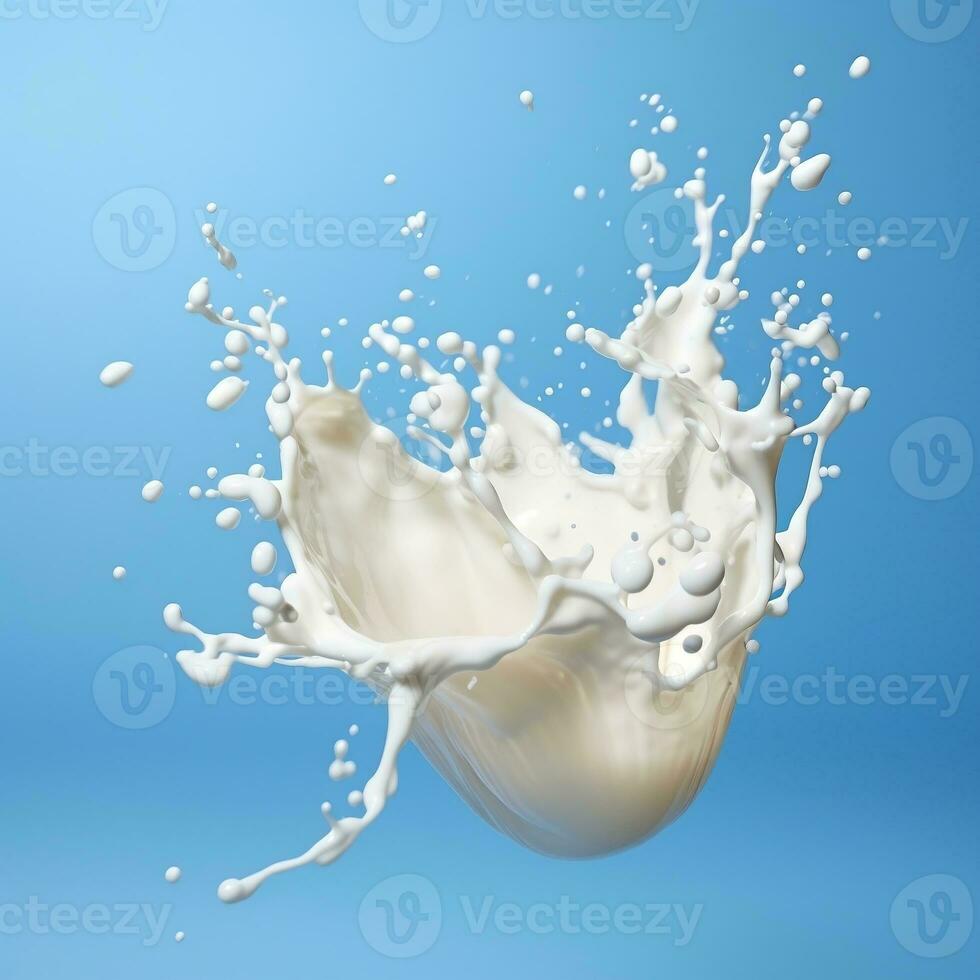 Milk or yogurt splash flying through the air food photography generative ai photo