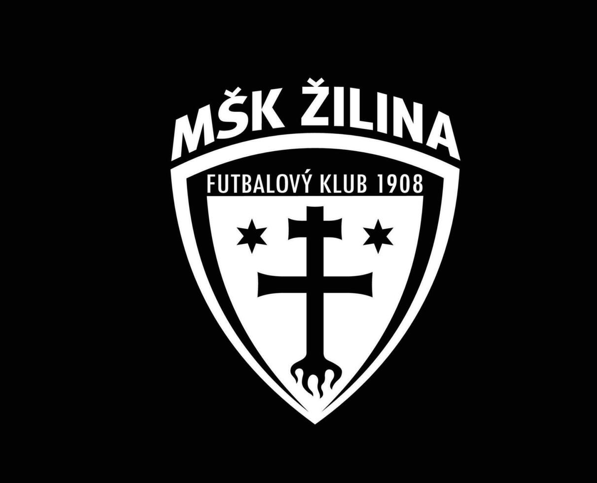 MSK Zilina Club Logo Symbol White Slovakia League Football Abstract Design Vector Illustration With Black Background