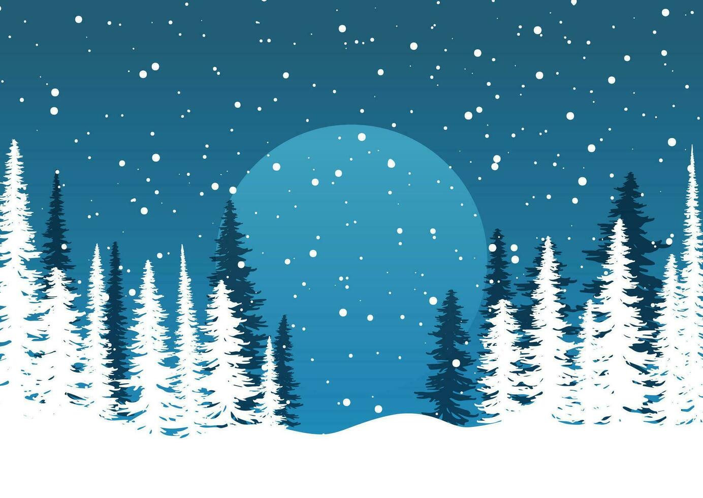 Christmas background with snowy tree landscape vector