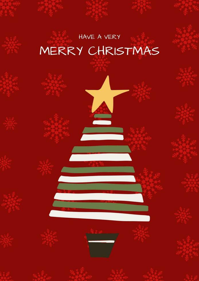 Abstract Christmas card design with cute tree vector