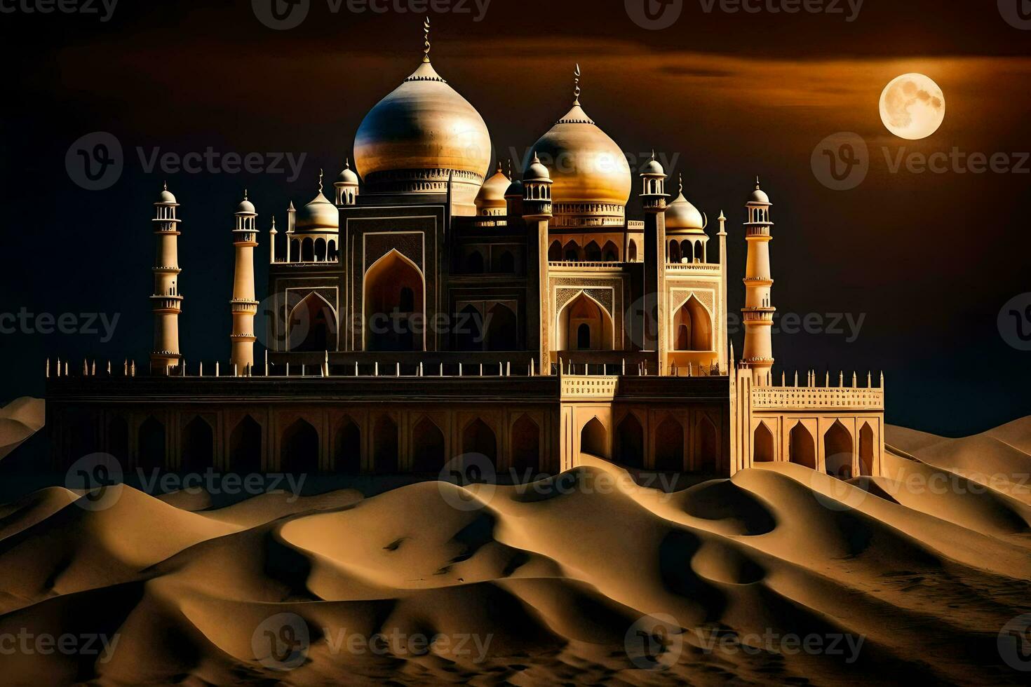 the taj mahal is a beautiful building in the desert. AI-Generated photo