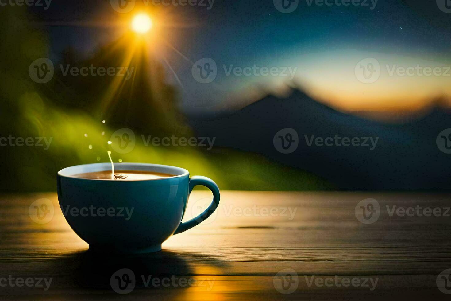 coffee cup on the table. AI-Generated photo