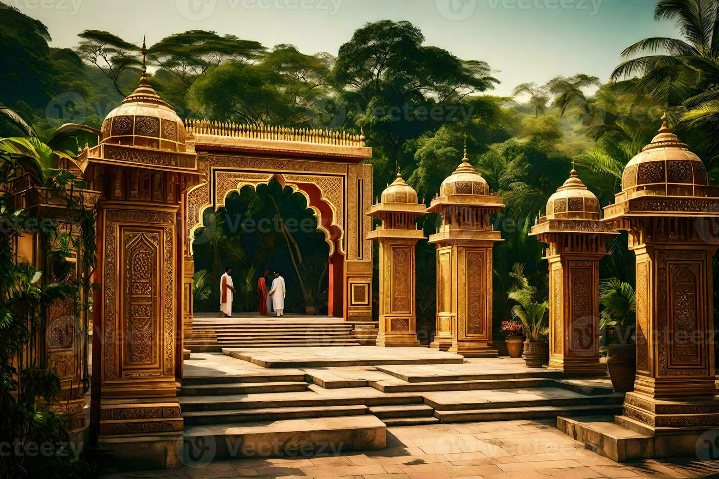 the entrance to a temple in india. AI-Generated photo