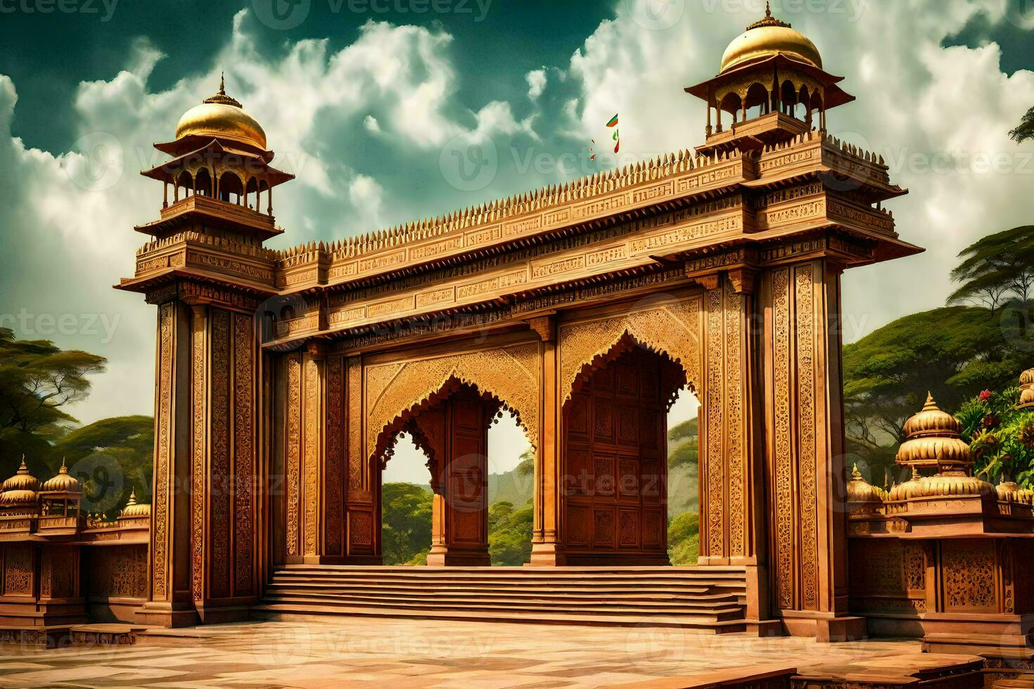 the entrance to a palace in india. AI-Generated photo