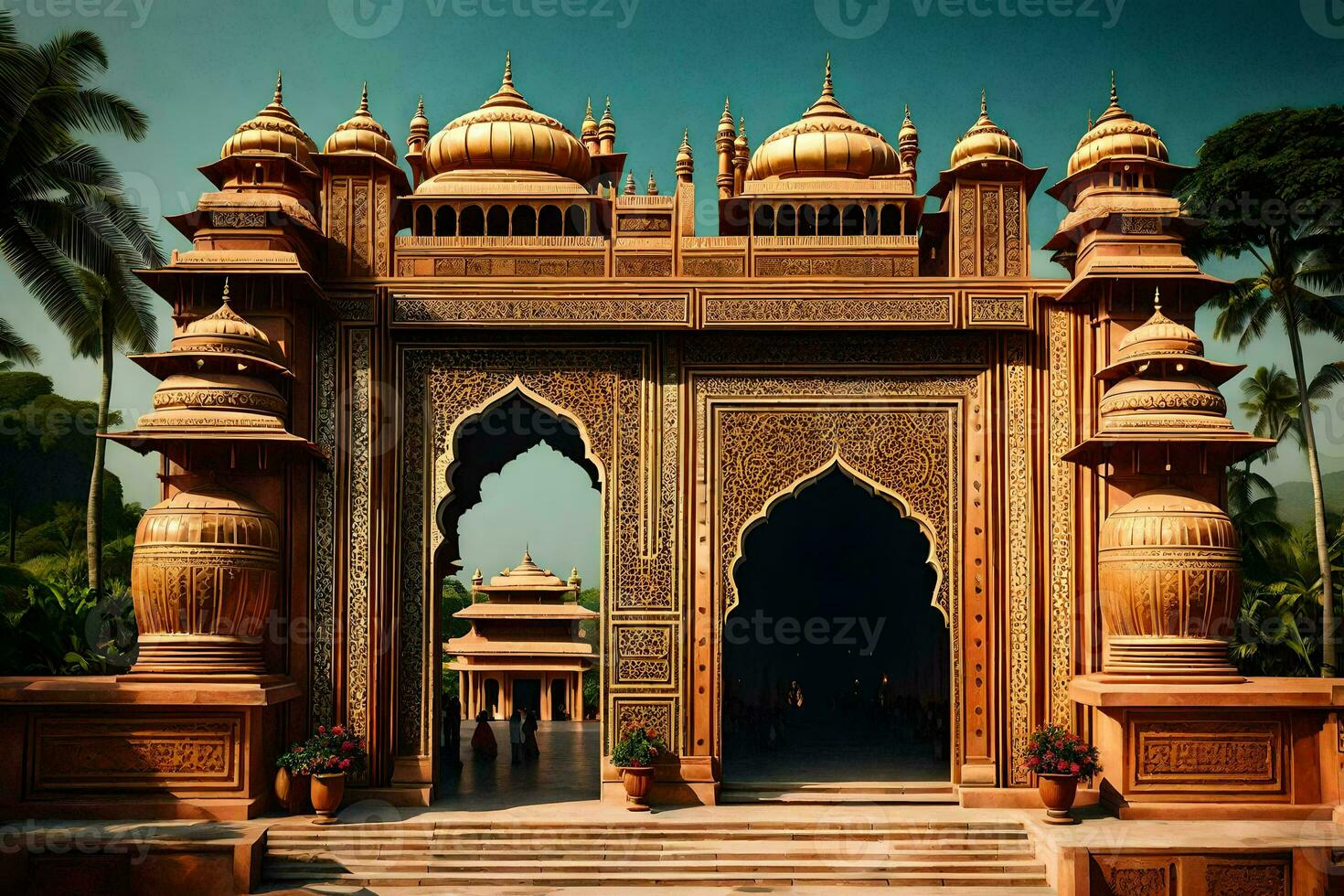 the entrance to a palace in india. AI-Generated photo