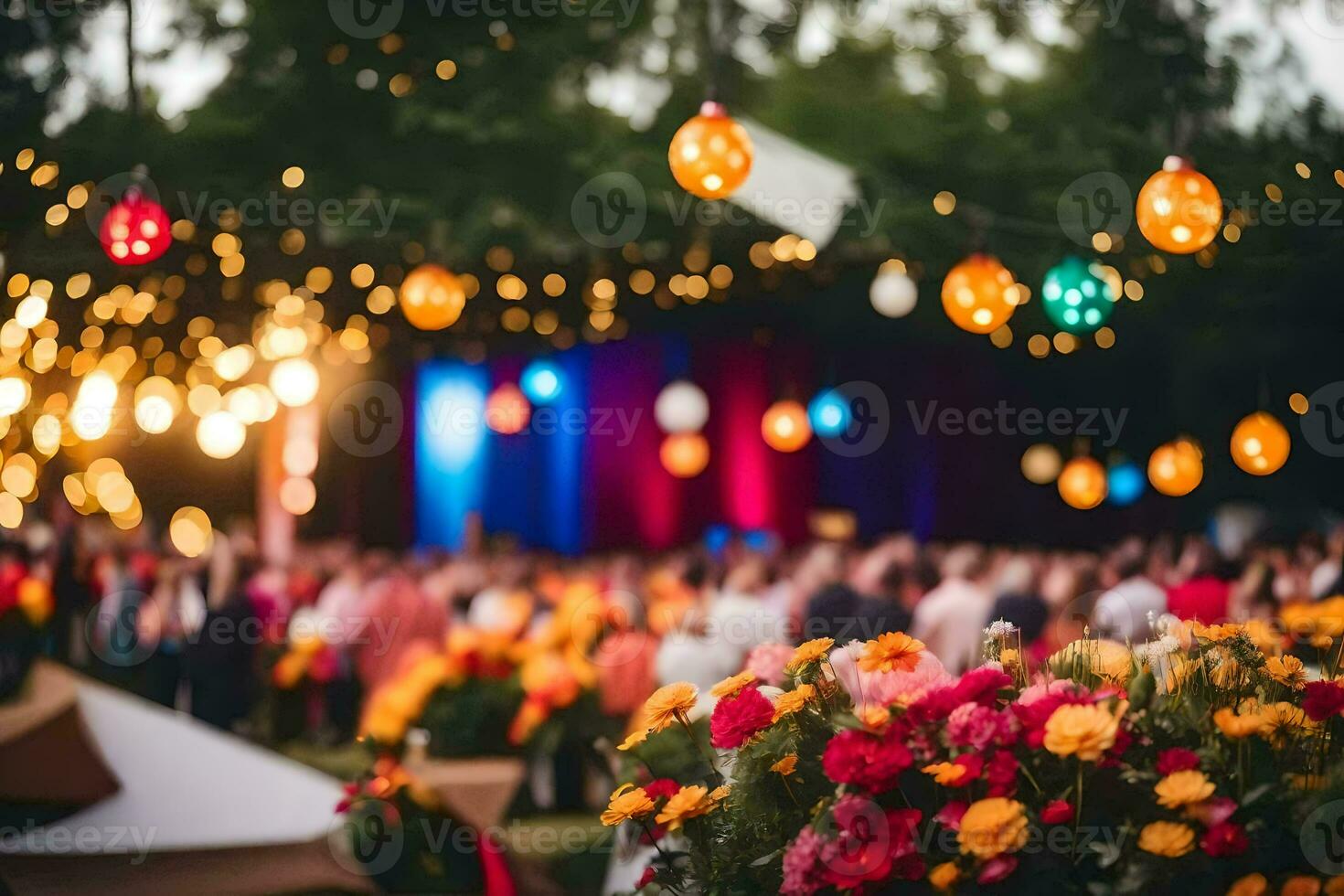 un grande multitud de personas a un al aire libre evento. generado por ai foto