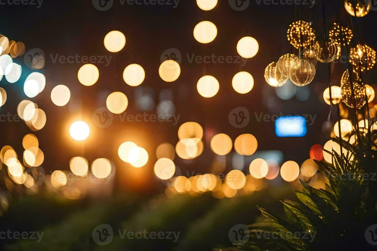 Navidad luces en el ciudad. generado por ai foto