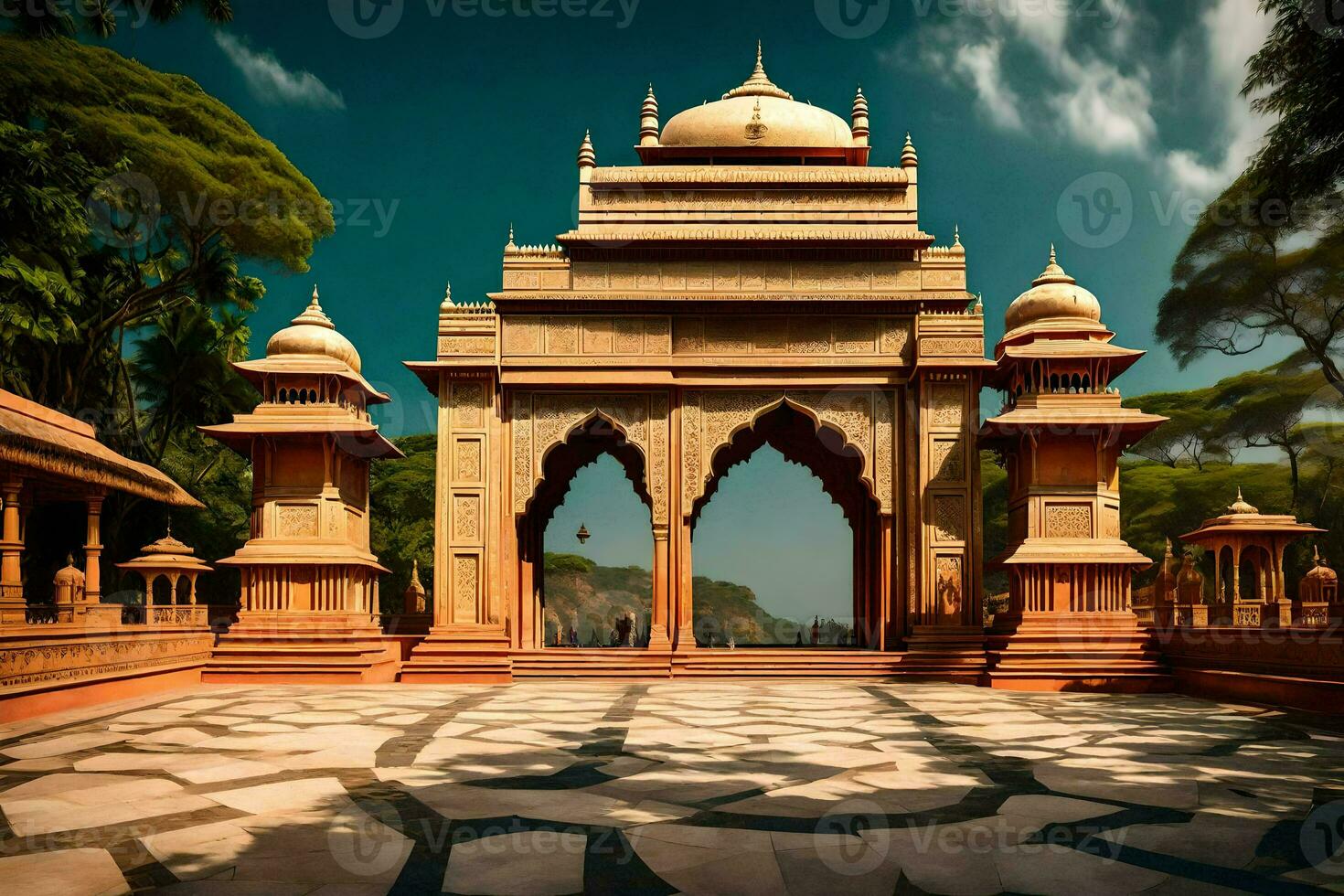the entrance to a temple in india. AI-Generated photo