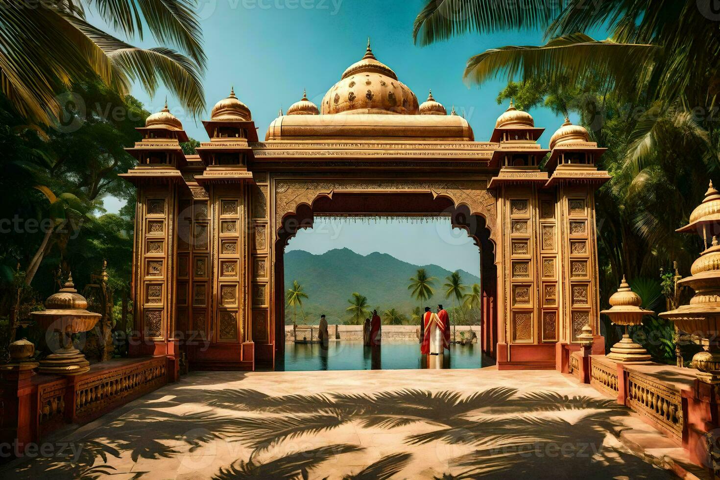 the entrance to a temple in india. AI-Generated photo