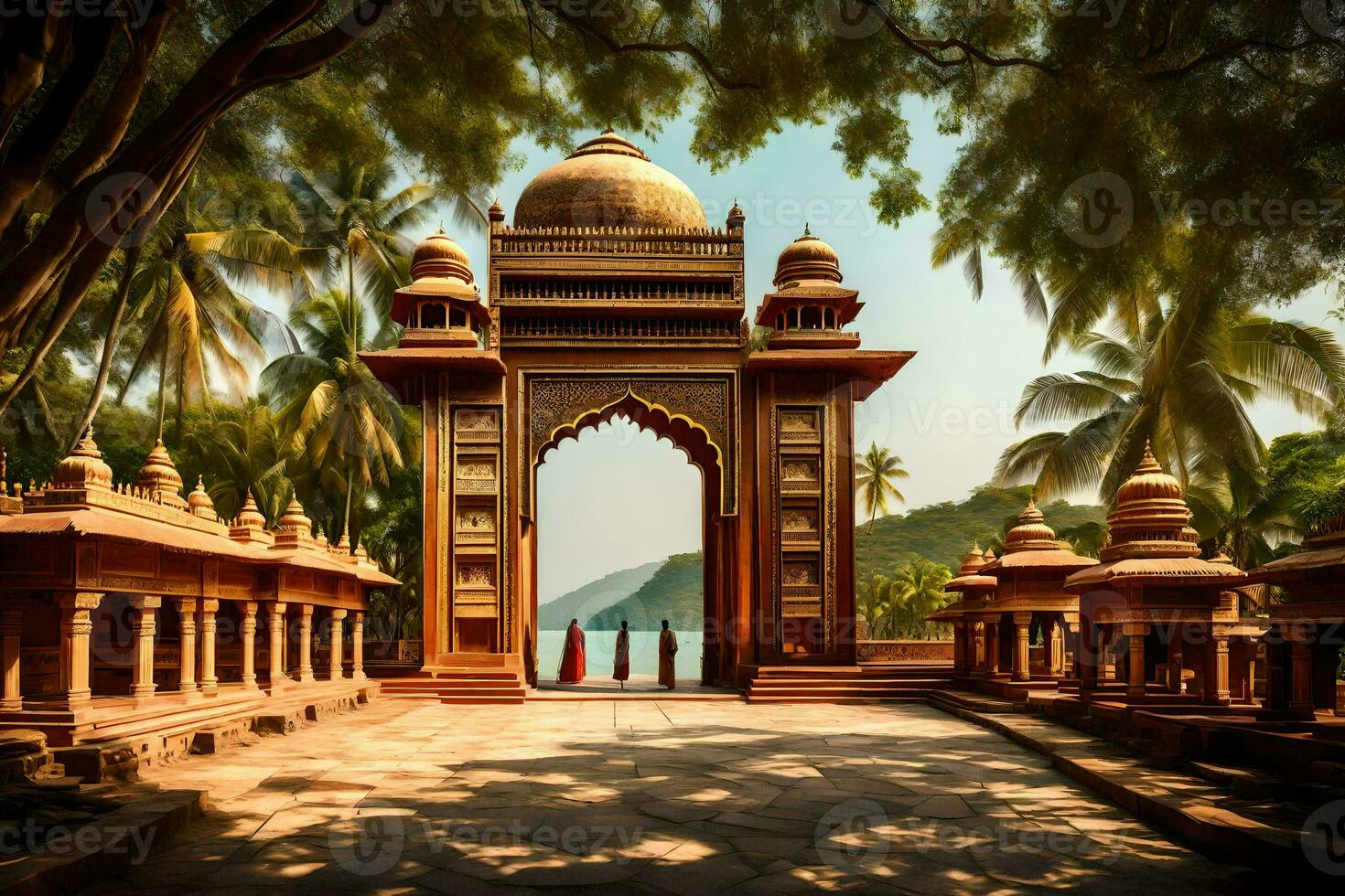 the entrance to a temple in india. AI-Generated photo