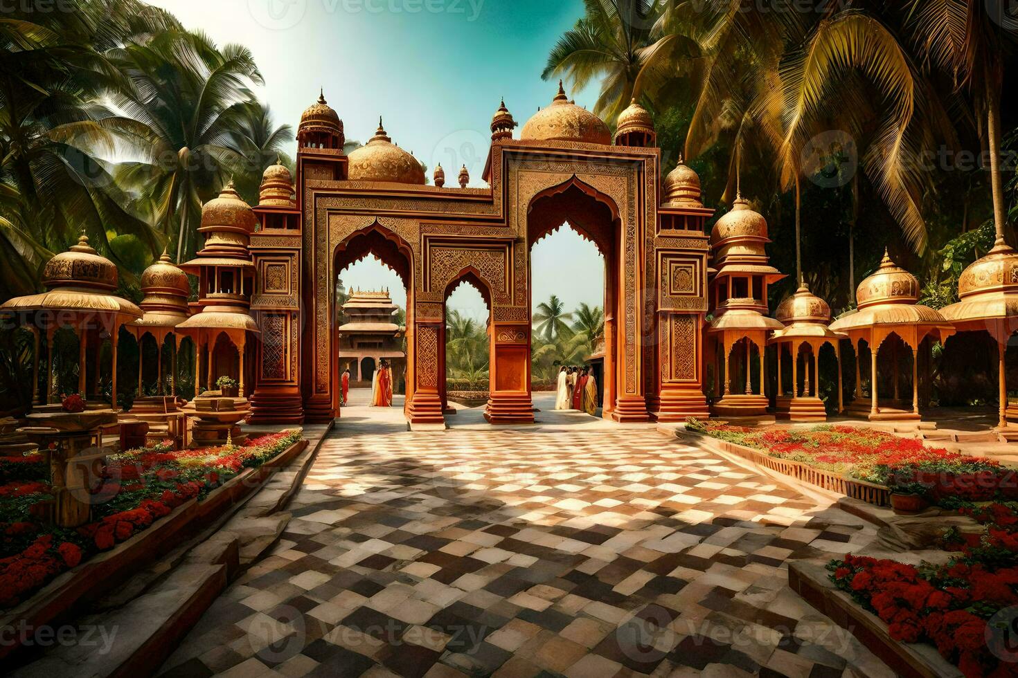 el Entrada a un palacio en India. generado por ai foto