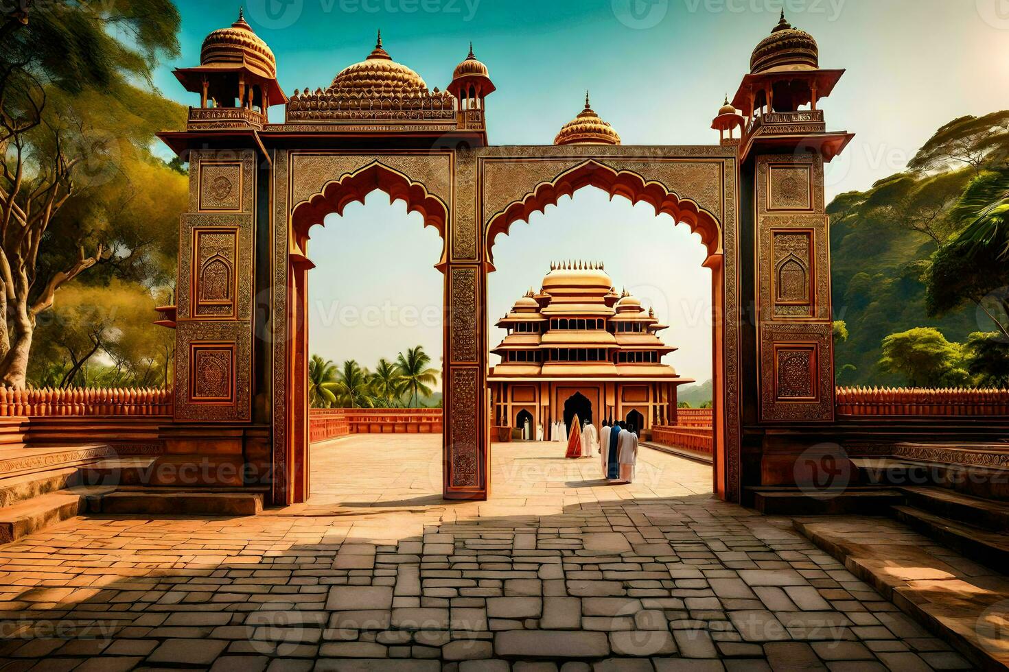 the entrance to a temple in india. AI-Generated photo