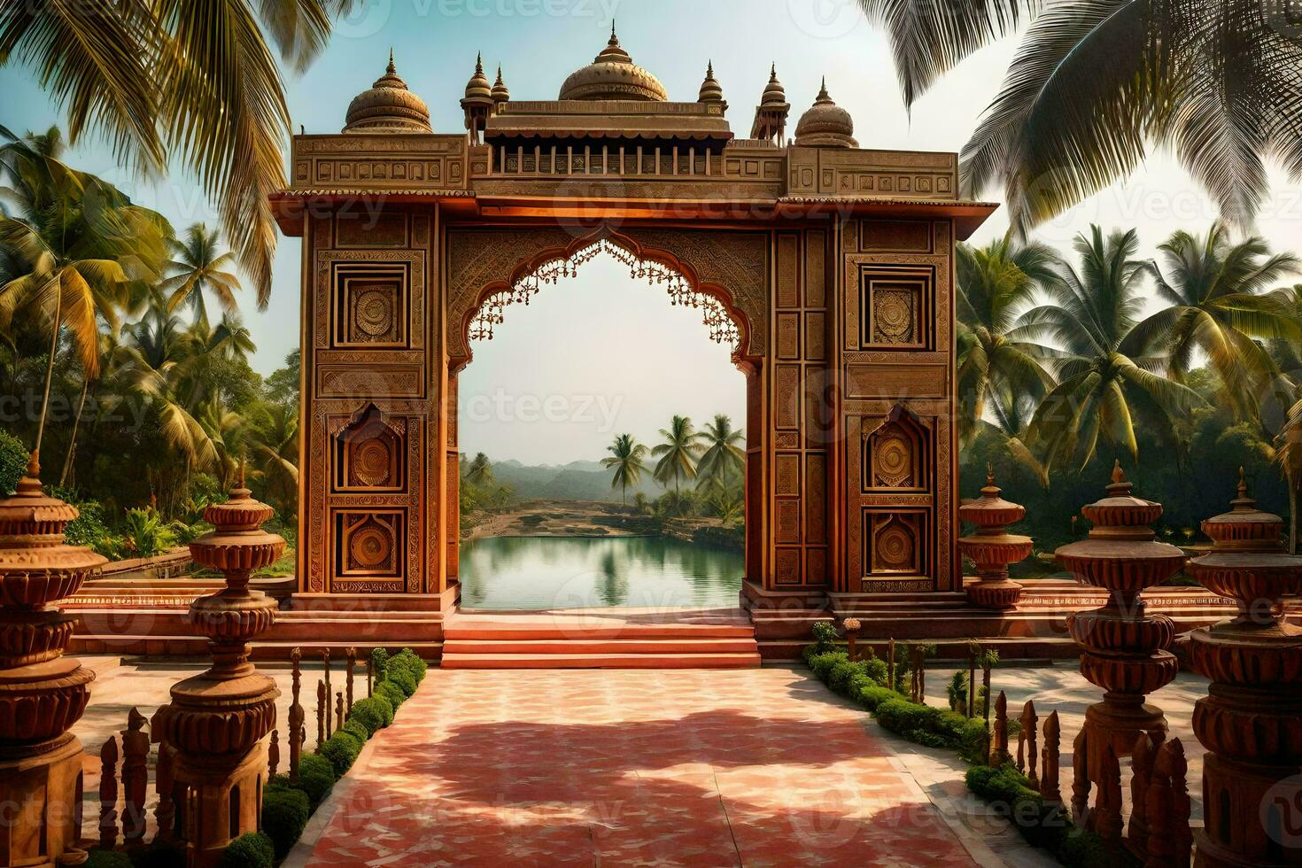 the entrance to a palace in india. AI-Generated photo