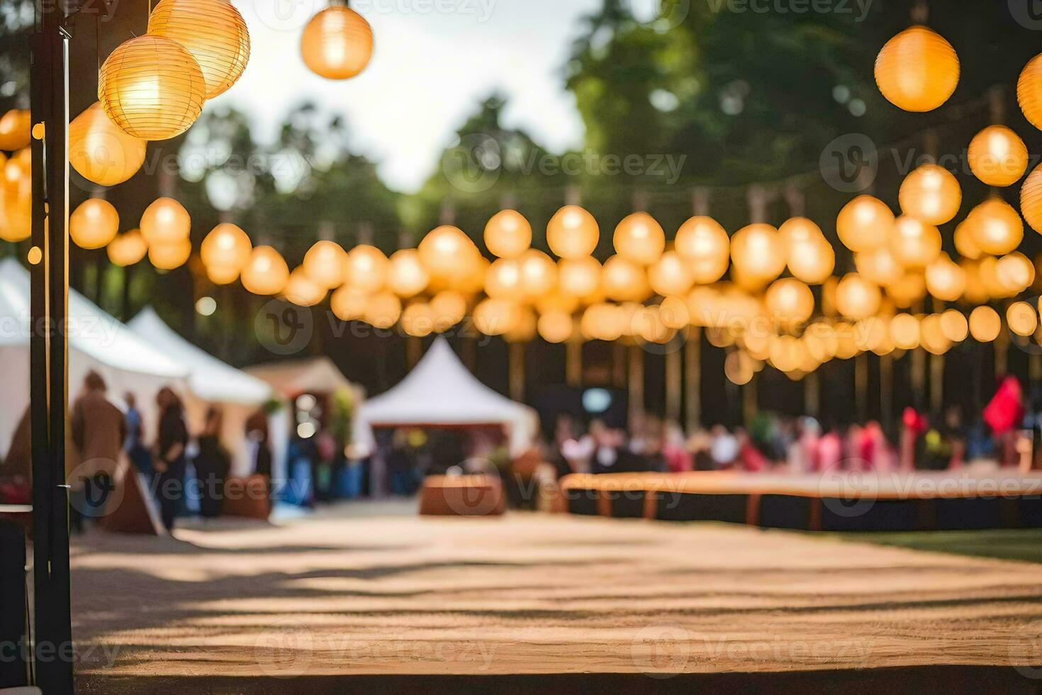 a large outdoor event with lots of people and tents. AI-Generated photo