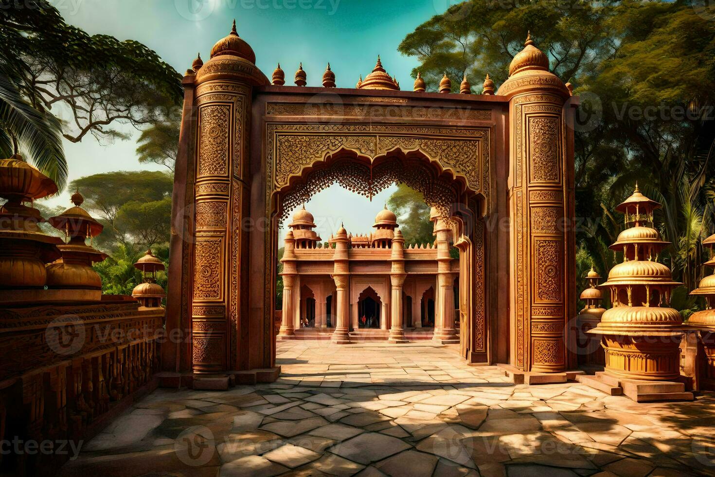 the entrance to a temple in india. AI-Generated photo