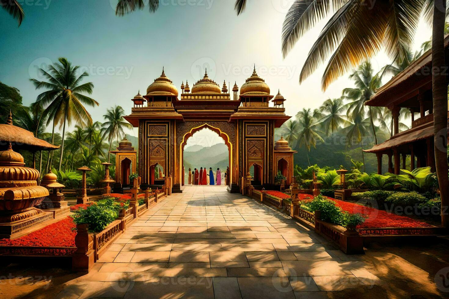 a beautiful entrance to a temple in india. AI-Generated photo