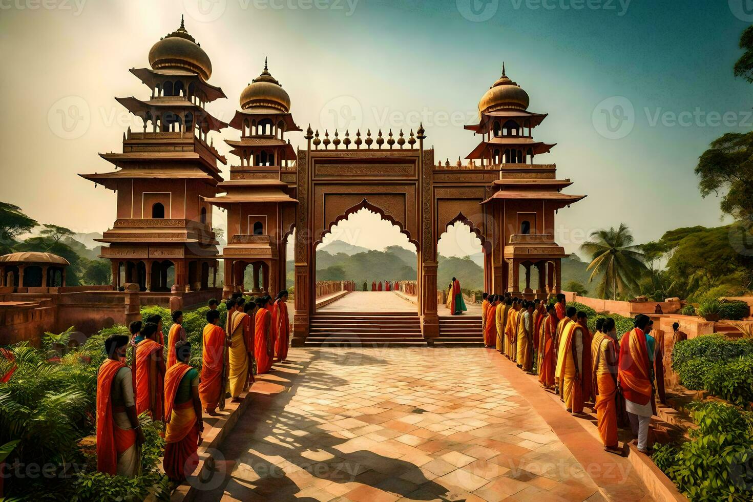 el Entrada a el palacio de el Rey de India. generado por ai foto