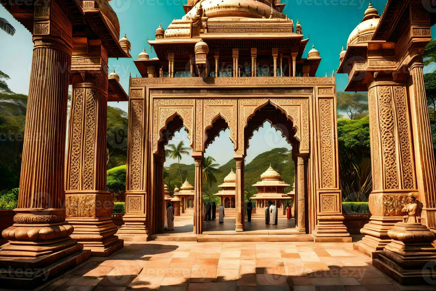 the entrance to a temple in india. AI-Generated photo