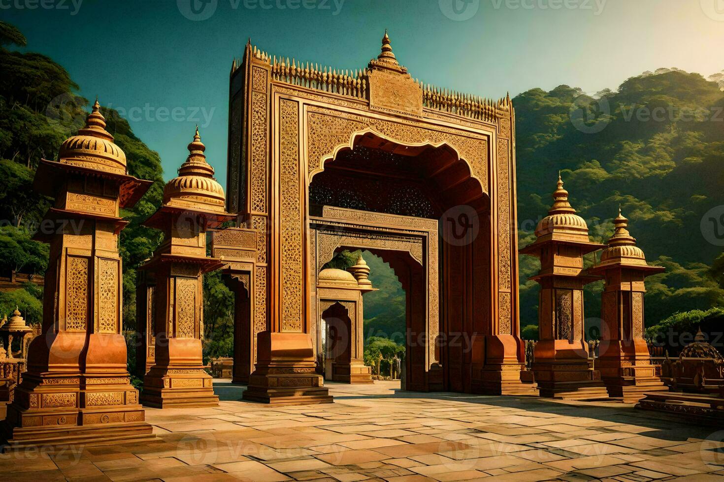 the entrance to a temple in india. AI-Generated photo