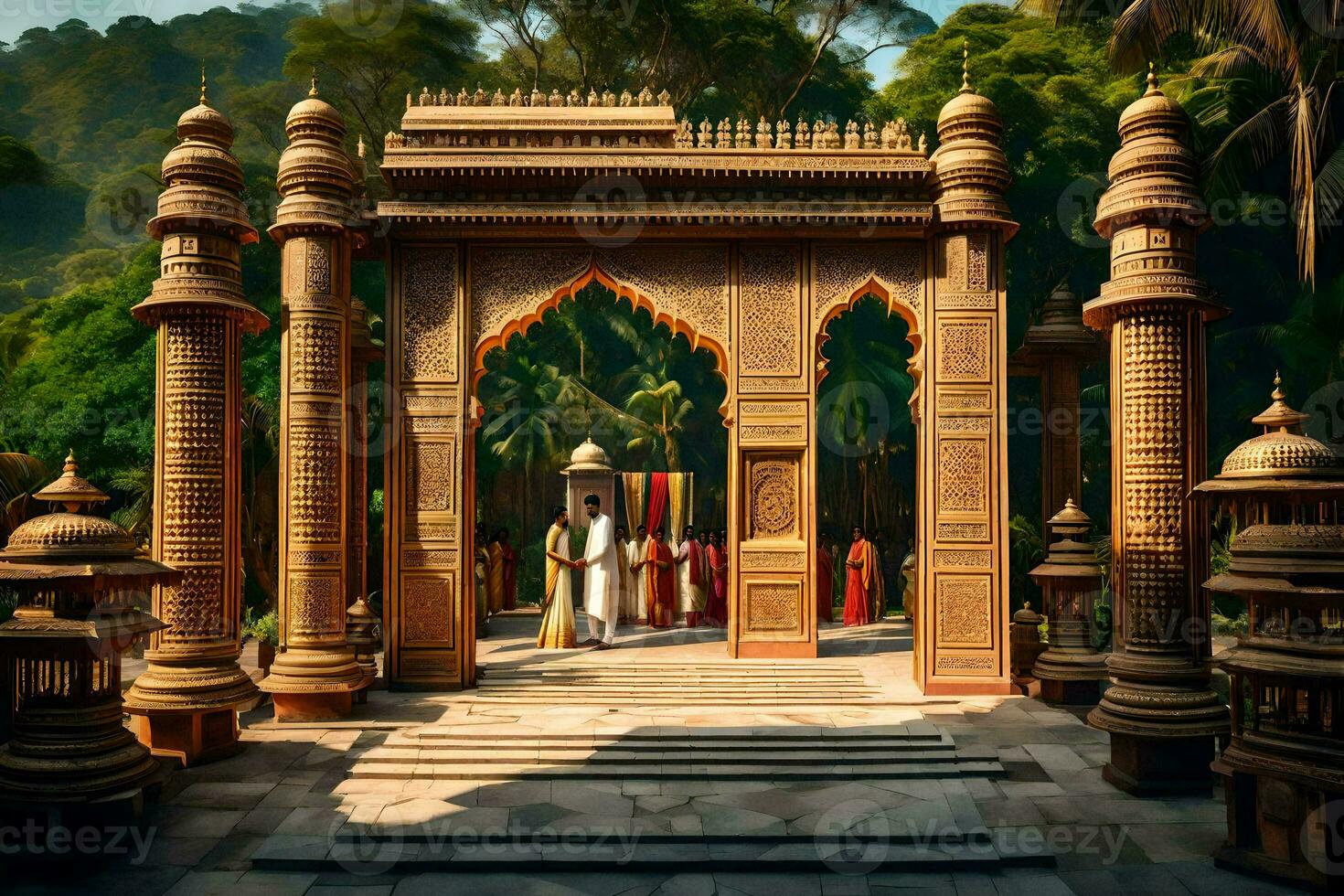 the entrance to a temple in india. AI-Generated photo