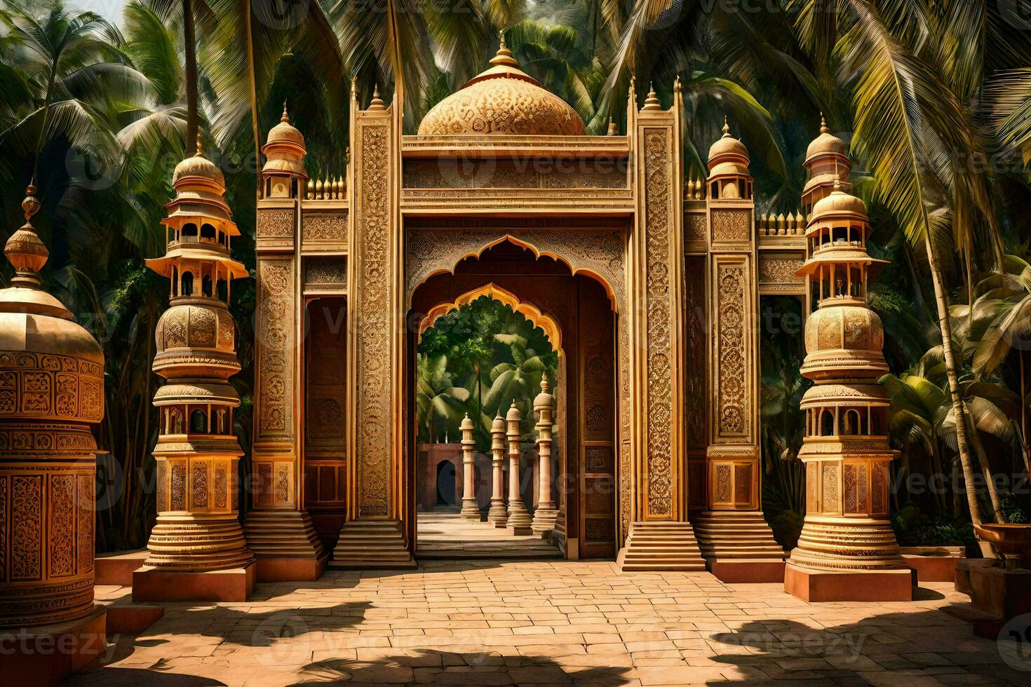 the entrance to a palace in india. AI-Generated photo