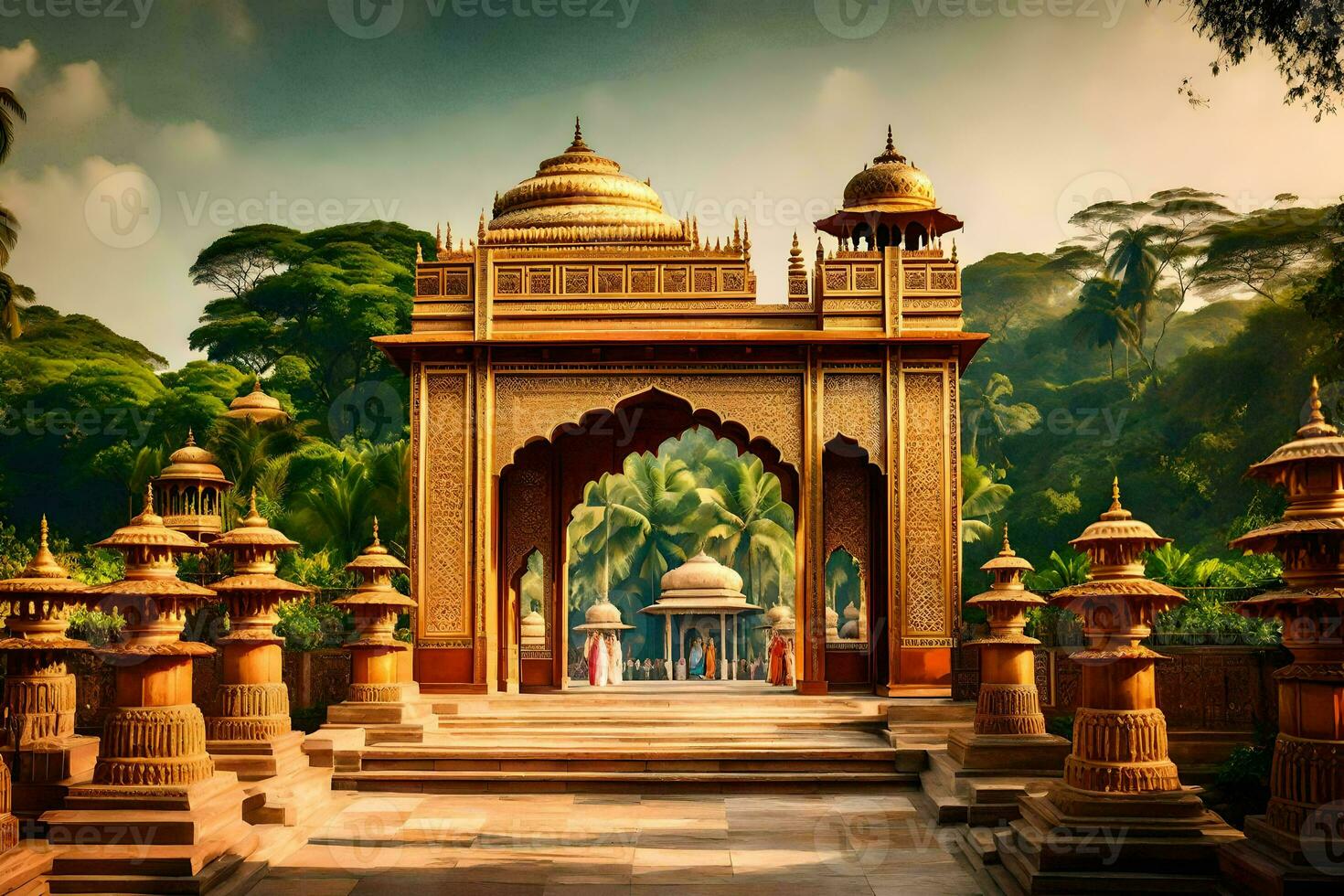 the golden gate of the indian palace. AI-Generated photo
