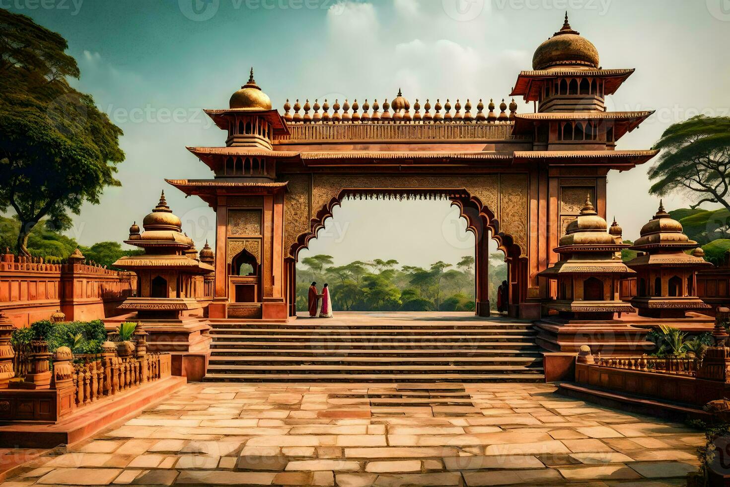 the entrance to a temple in india. AI-Generated photo