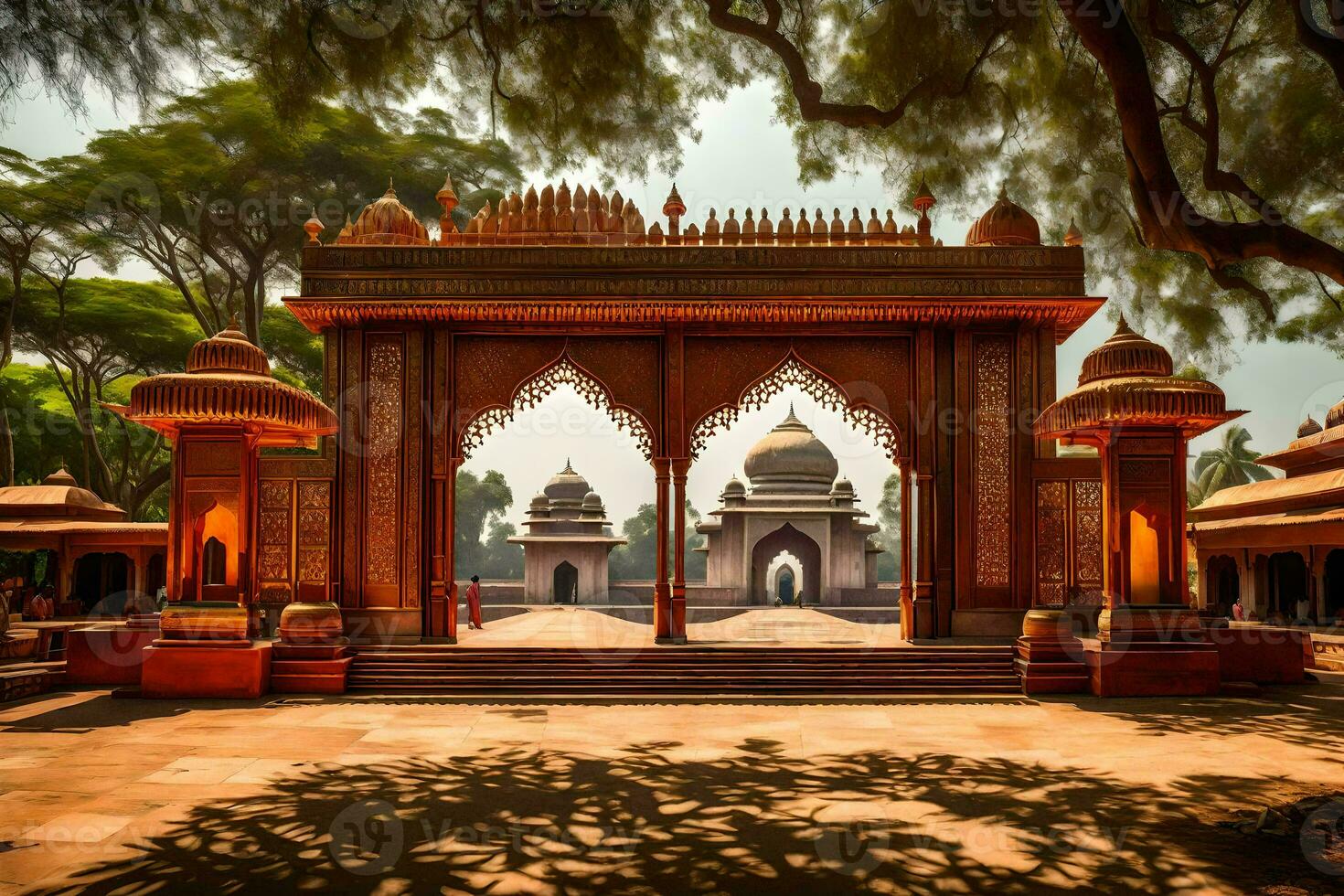 the entrance to a temple in india. AI-Generated photo