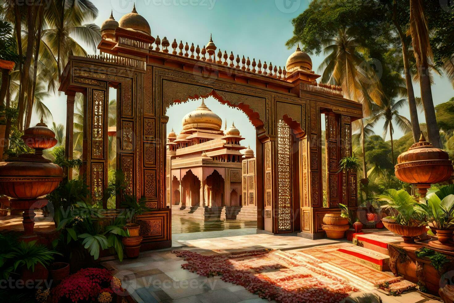 the entrance to a palace in india. AI-Generated photo