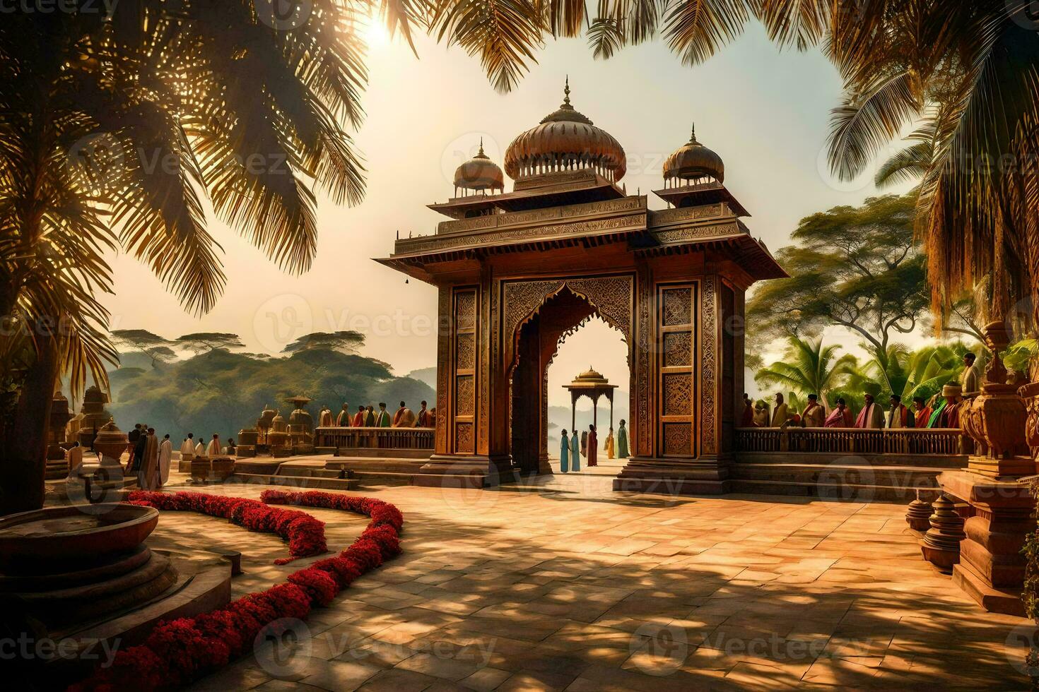 the entrance to a temple in india. AI-Generated photo