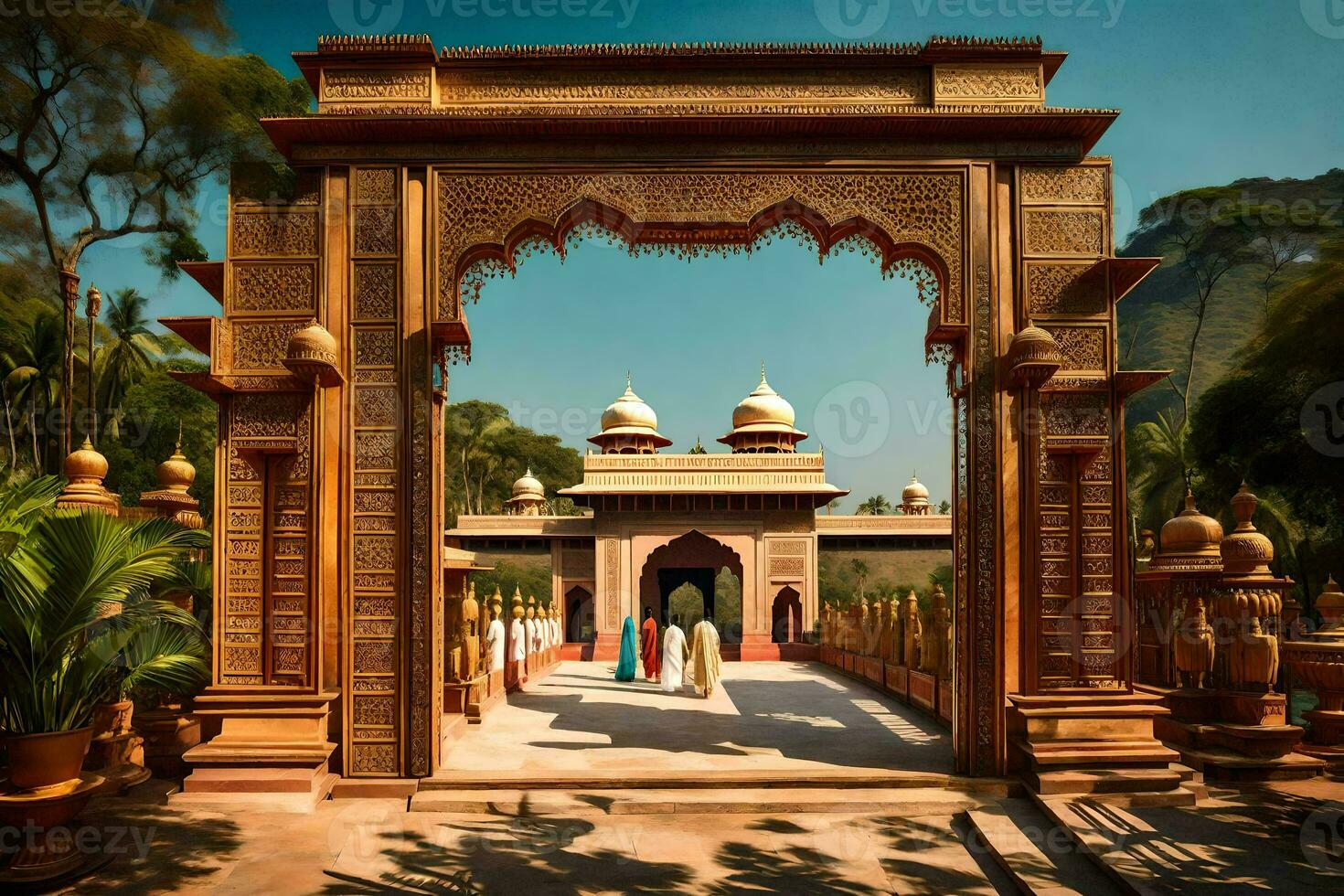 the entrance to a palace in india. AI-Generated photo