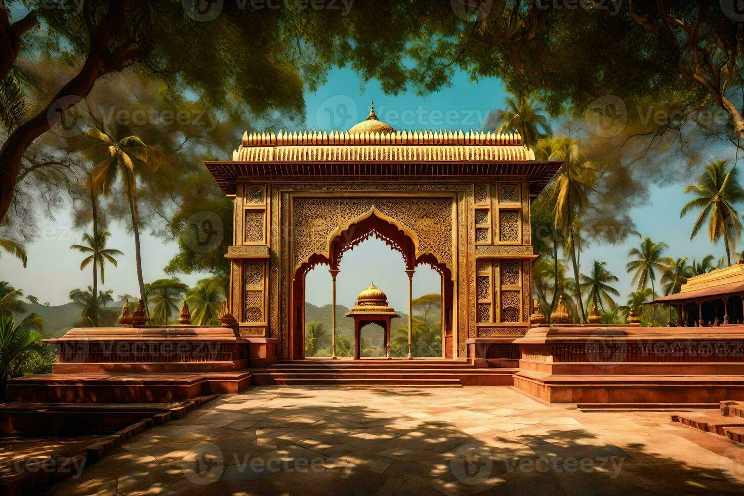 the entrance to a temple in india. AI-Generated photo