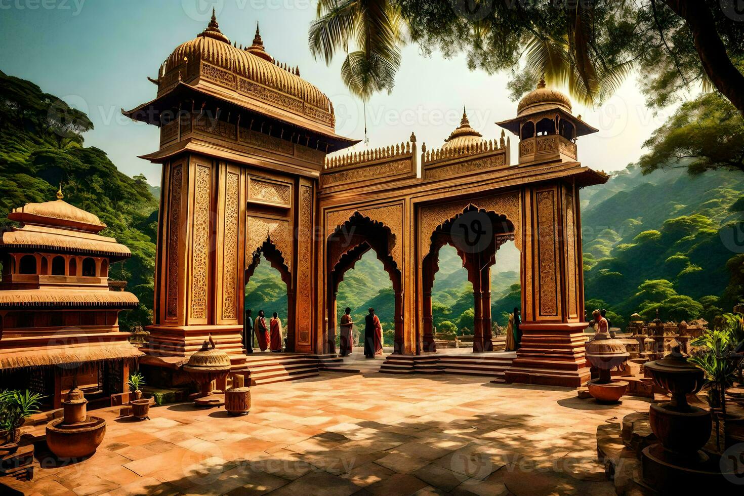 el dorado portón de el palacio de el Rey de maharashtra. generado por ai foto