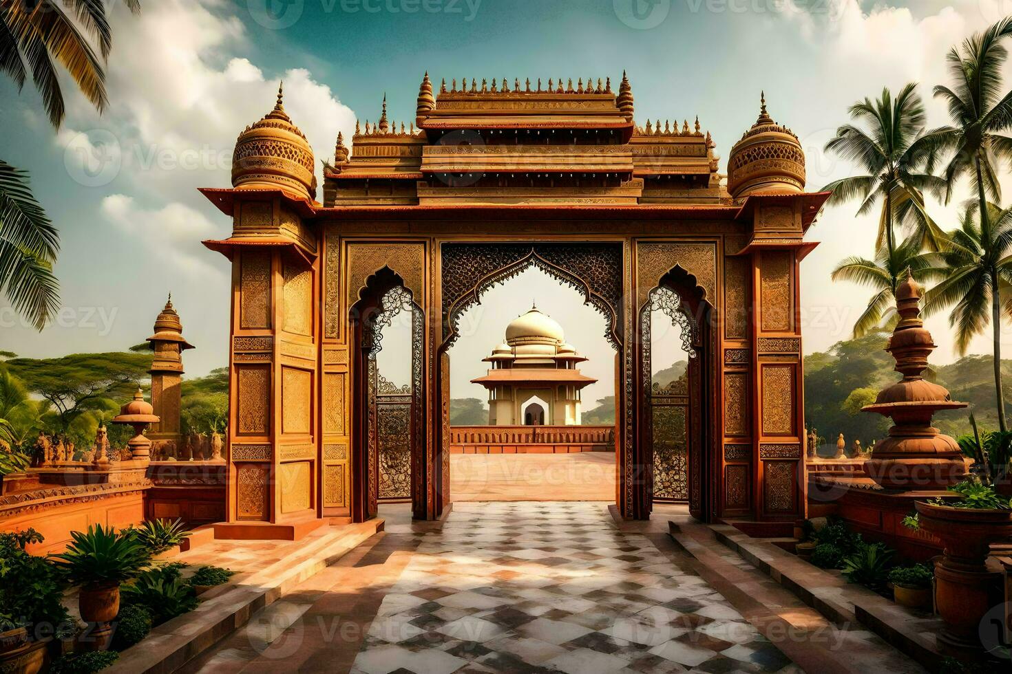 the entrance to the palace of the maharaja of agra. AI-Generated photo