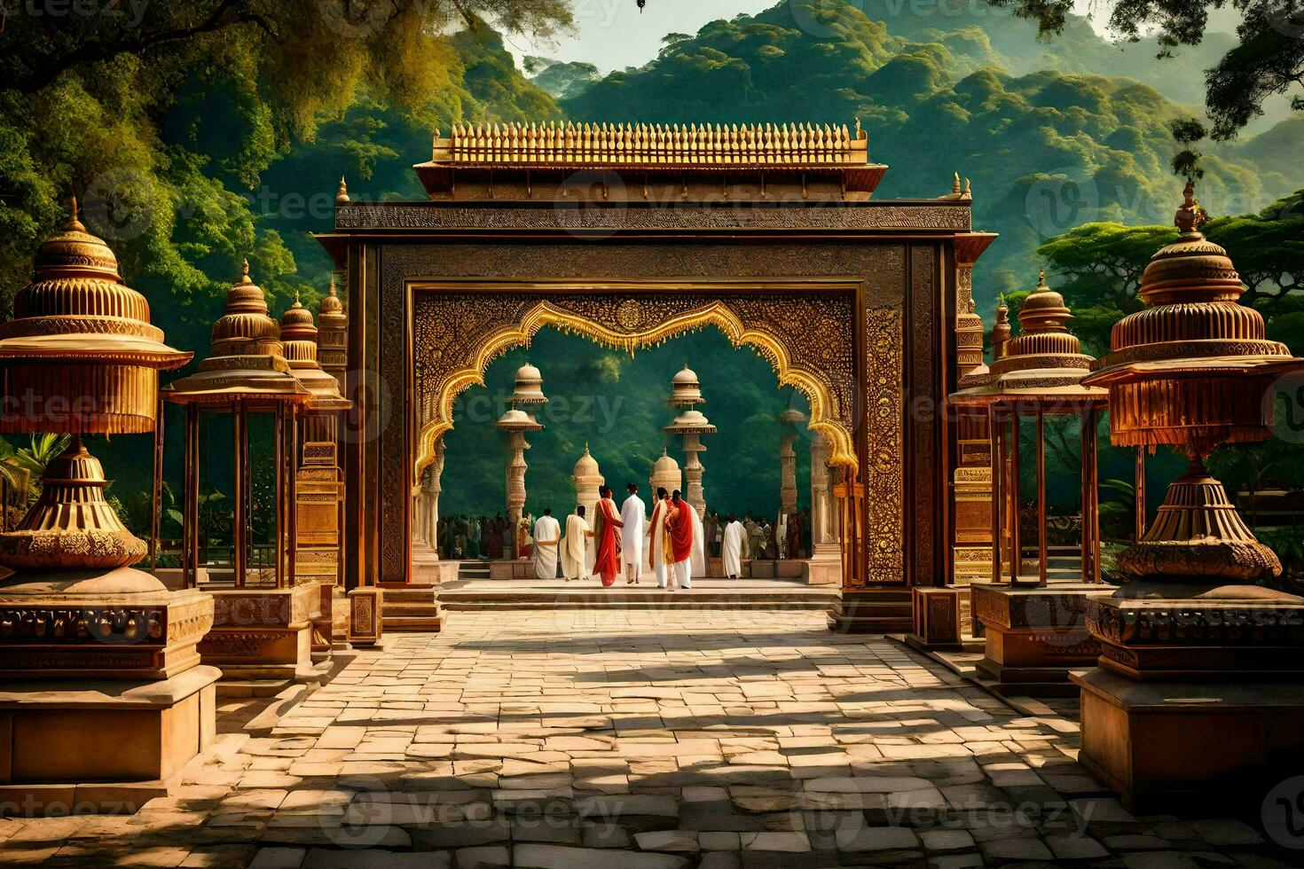 the entrance to a temple in thailand. AI-Generated photo